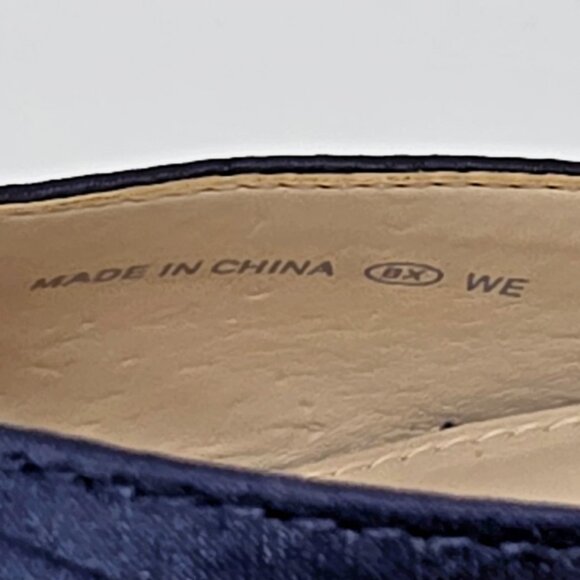 Nina Corrine D'Orsay Pump Navy Satin Peep Toe Jeweled Buckle Womens Size 6.5 M - Picture 9 of 12